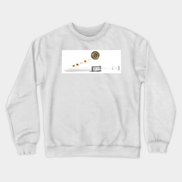 Bitcoin coin and watch, time. Concept of mining business, wealth, miner, cryptocurrency, success Crewneck Sweatshirt by grafinya